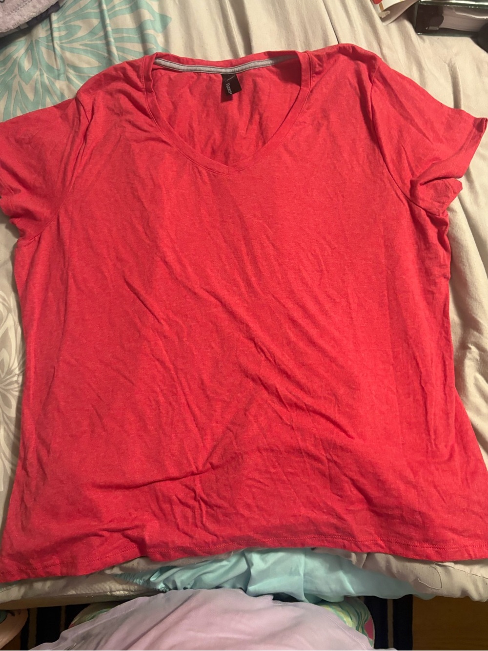 Women's Hanes V-Neck T-Shirt - Coral